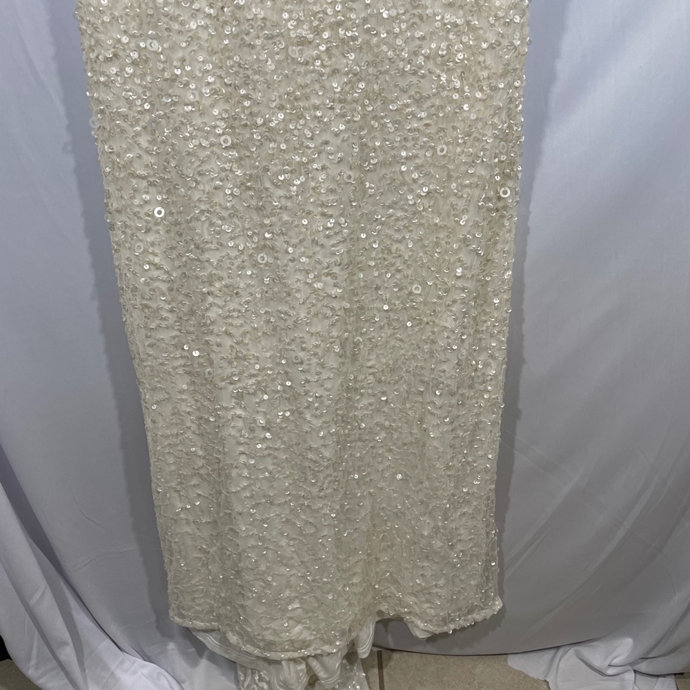 New Adrianna Papell sequin scoop back gown ivory 10 - Picture 11 of 16